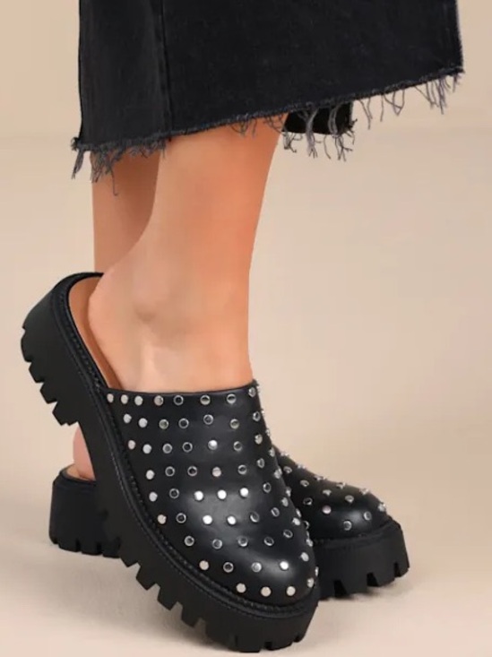 DV by Dolce Vita Shoes - {DV By Dolce} Vita Lexy Black Studded Platform Clogs
